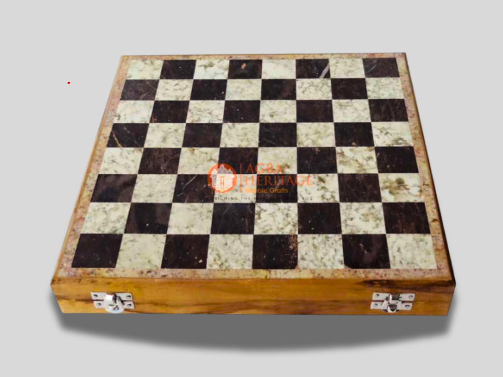 Marble Chess Pieces Gorara Stone Wooden Box